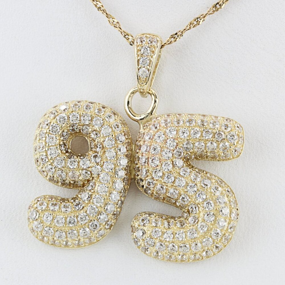 10k Yellow Gold Number 95 Cubic Zirconia CZ Encrusted Pendant Charm